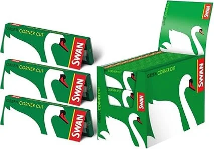 Swan Rolling Paper, Regular Size, Green, Pack of 100, a Full Box