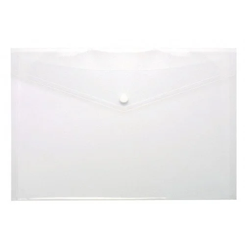 A4 Document Wallet Plastic Stud Folder- Clear