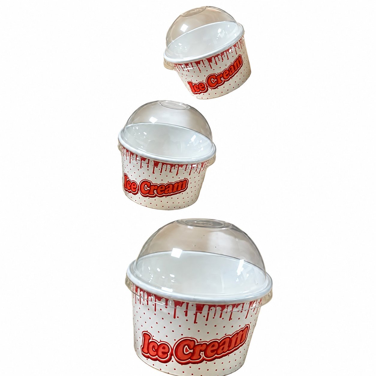 Ice Cream Cups, Tubs Disposable Ice Cream Bowls, Paper Dessert Bowls Treat Cups Frozen Yogurt Takeout Food Containers