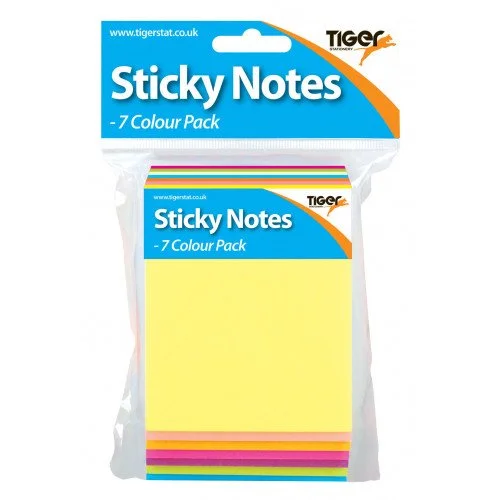 7pcs Neon Coloured Post It Notes X 6 Pack