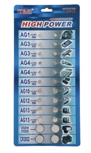 24 ASSORTED BUTTON CELL WATCH BATTERY BATTERIES AG 1 / 3 / 4 / 10 / 12 / 13 UK