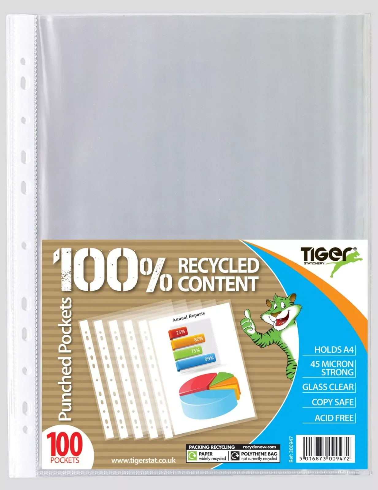 A4 Size Punched Pockets 100 X 10 Packs
