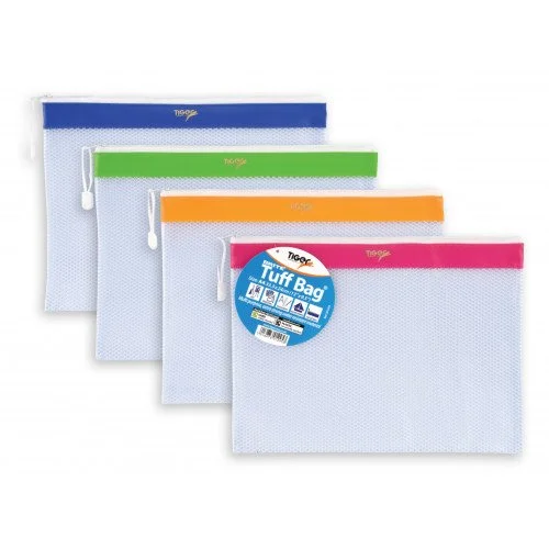 Clear Exam Pencil Case – Coloured Zips A4 See through tuff bag
