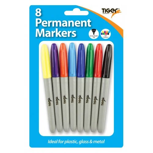 8 Permanent Markers Multicolour