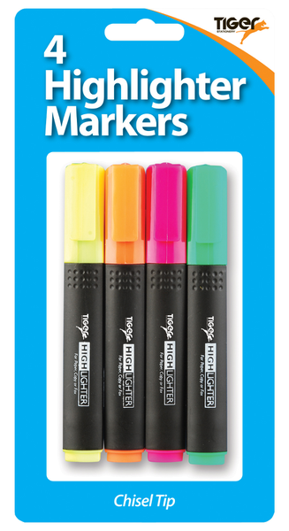 4 Highlighter Markers Neon