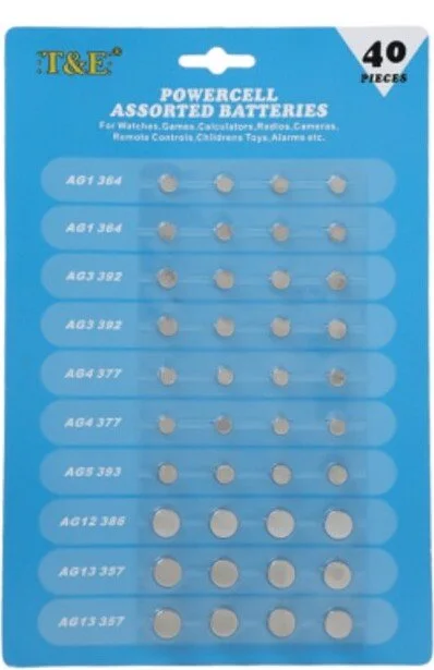 40 ASSORTED BUTTON CELL WATCH BATTERY BATTERIES AG 1 / 3 / 4 / 10 / 12 / 13 UK
