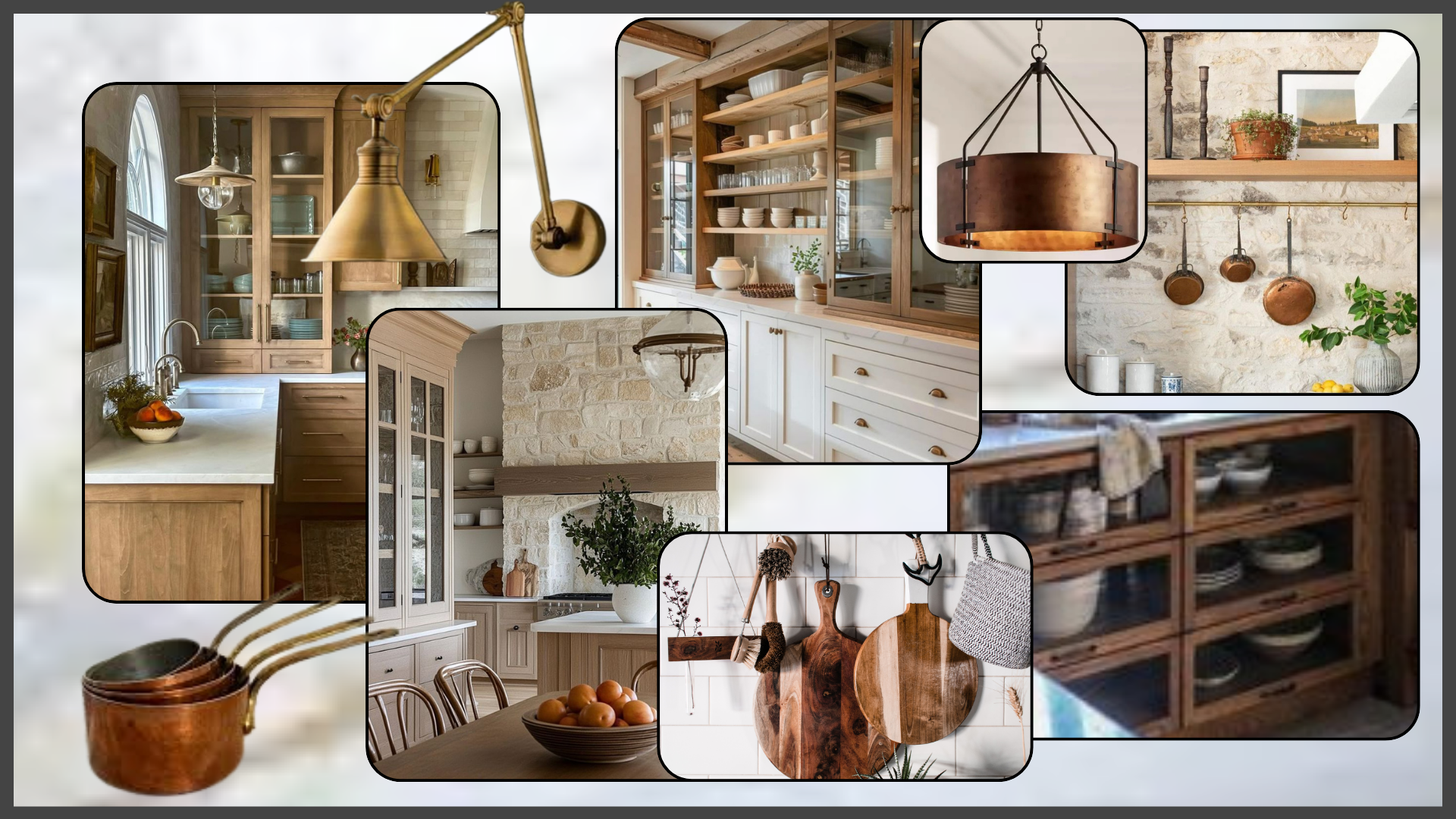 Neautral oak and stone kitchen moodboard