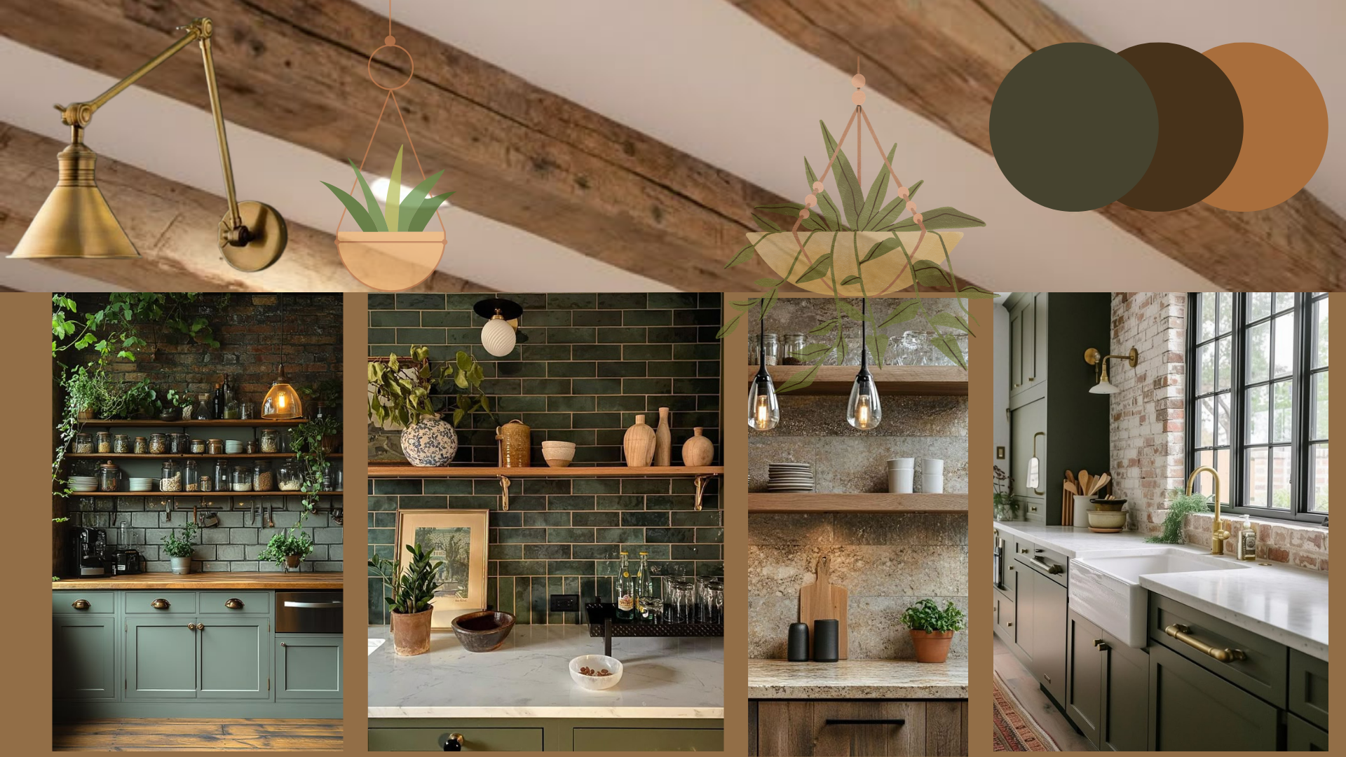 Earthy green kitchen moodboard