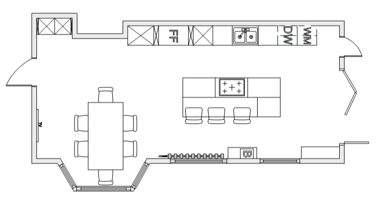 SketchUp floor plan for kitchen diner