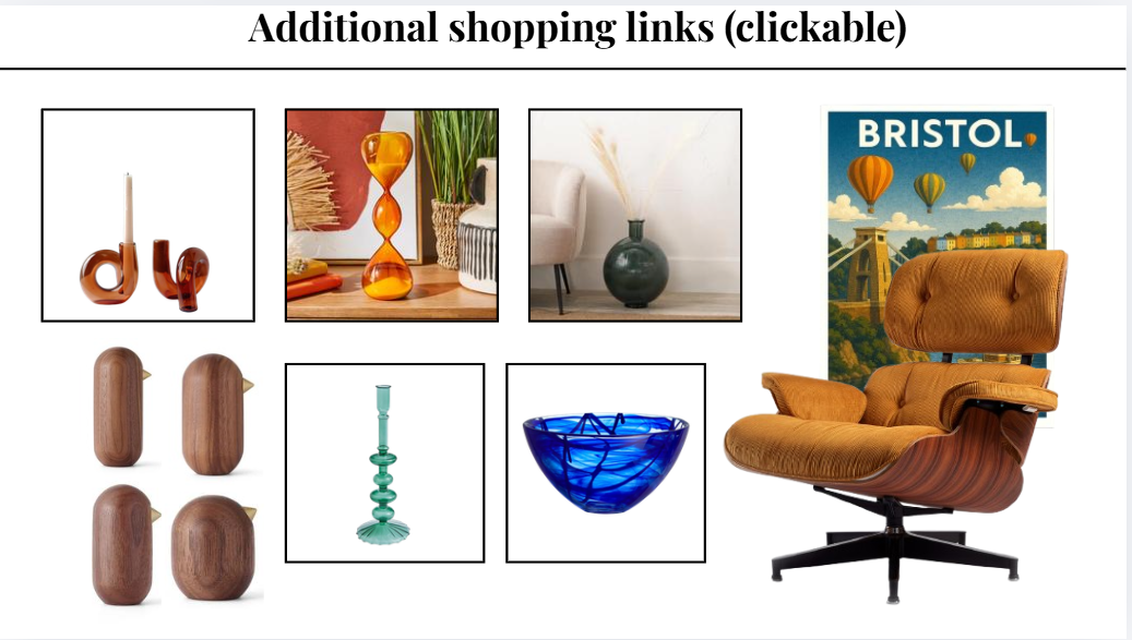 An example of a clickable shopping links