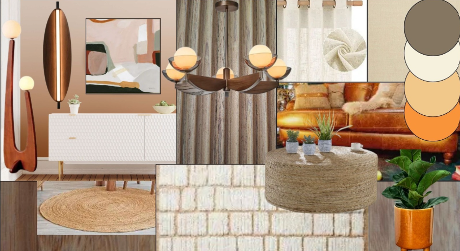 Moodboard using hygge elements and mid-century design