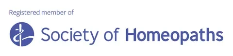 Society of Homeopaths logo with a blue emblem and text