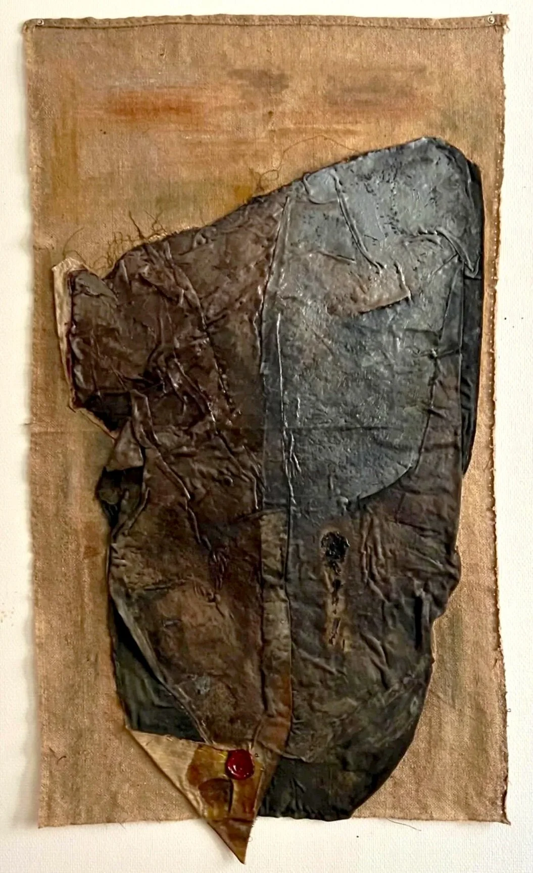 A Letter from the Unconscious. Mixed media on burlap. 136 x 76 cm. 2022