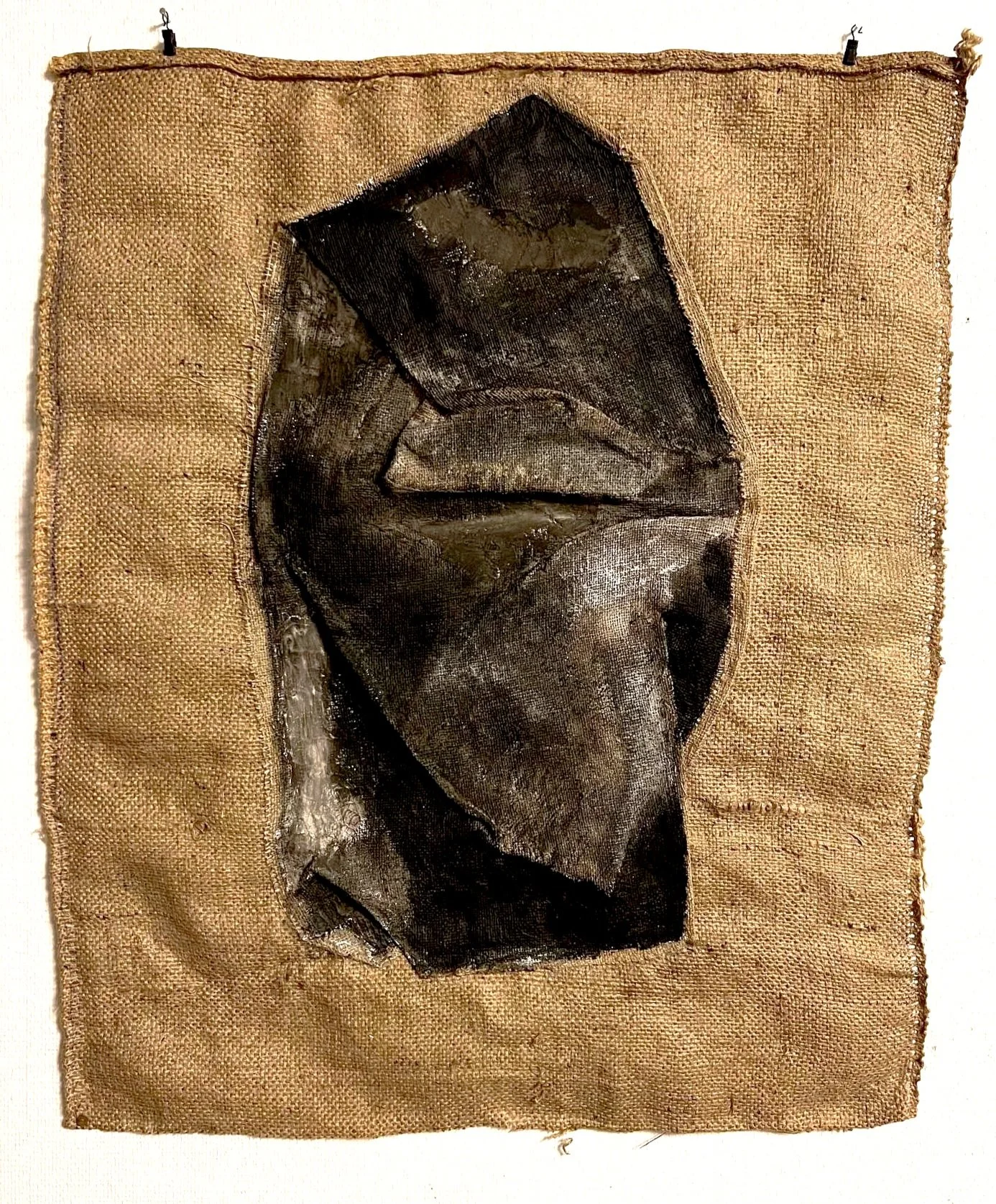 he Shadow, mixed media on jute, 102 x 70 cm. 2023