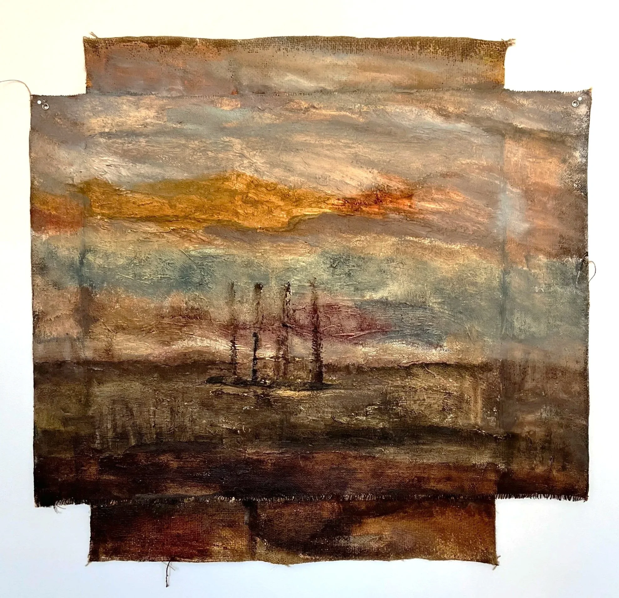 The Vessel Rising from the Depths. oil on burlap. 85 x 90 cm. 2026