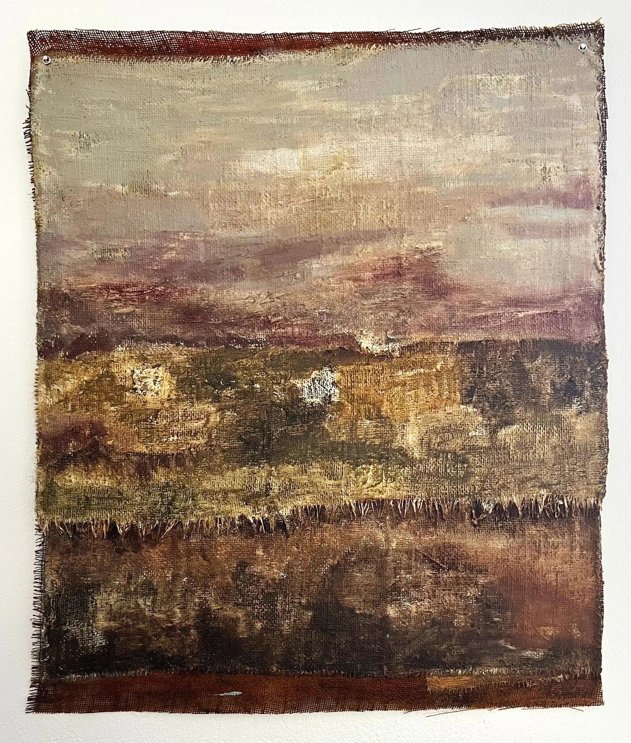 The Separation of Sky and Earth. oil on burlap. 92 x 76 cm. 2025