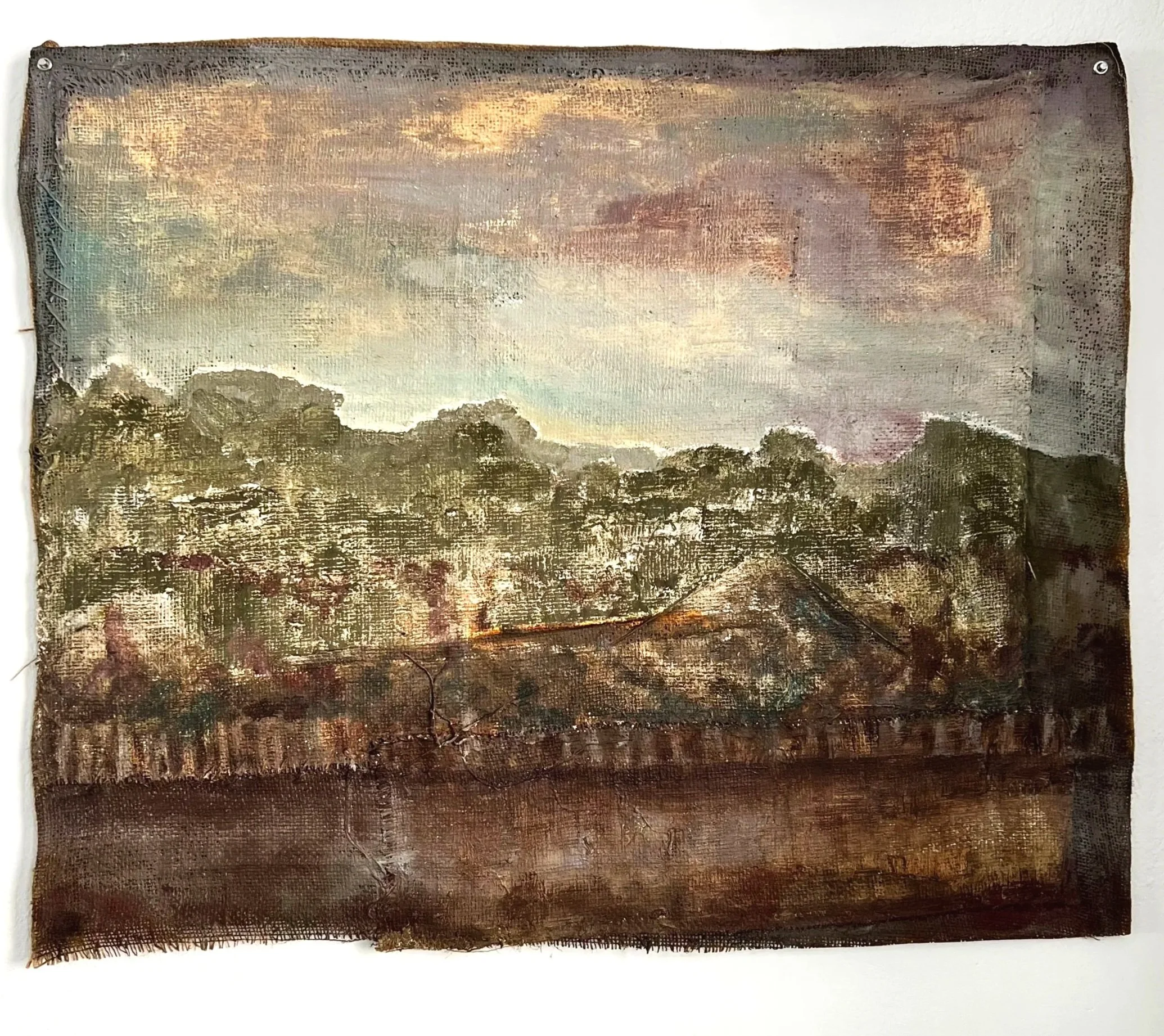 Threshold to the Shadow Woods. oil on jute. 72 x 90 cm. 2026