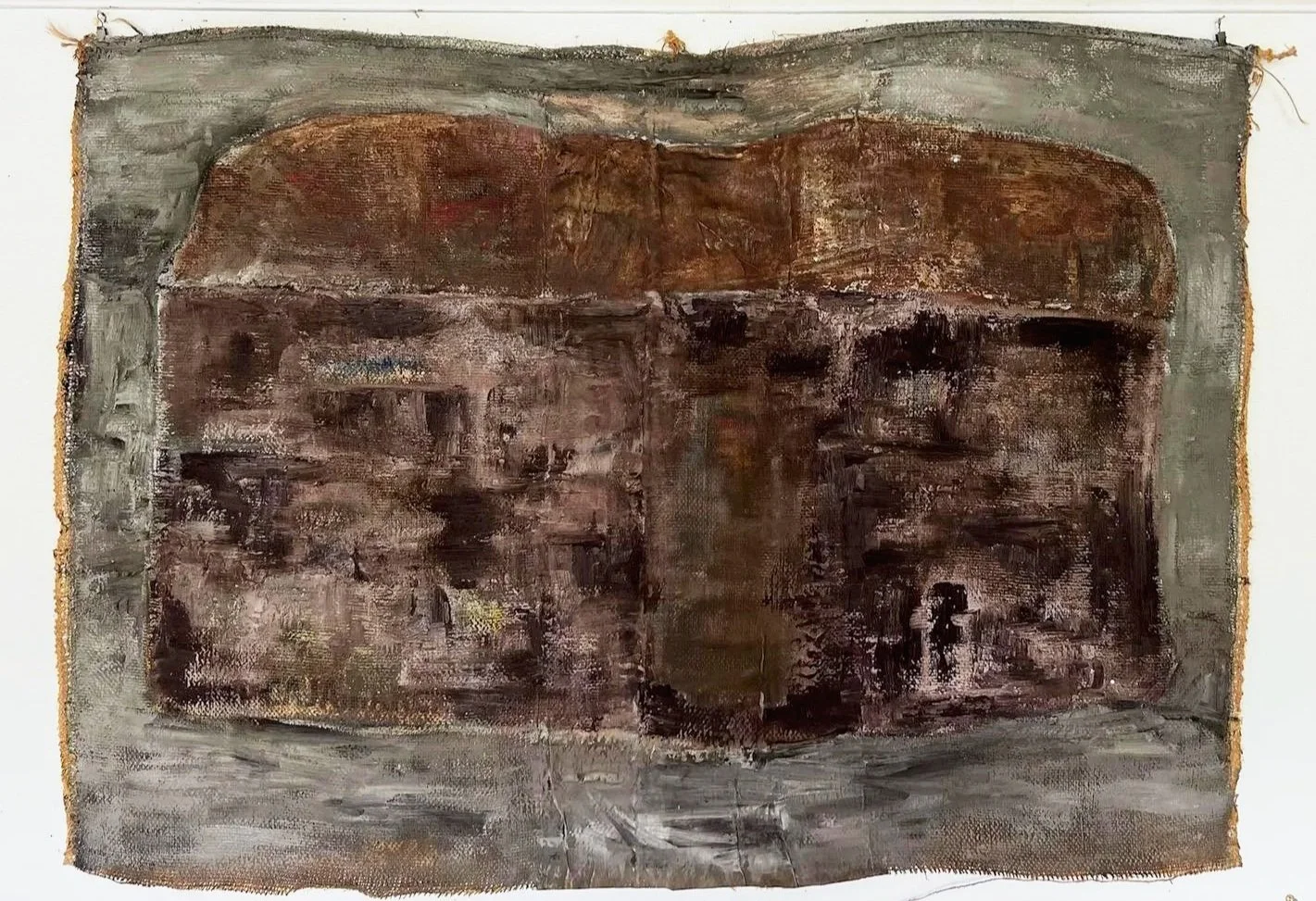 Umbra Tectum. oil on burlap 110 x 144 cm. 2022