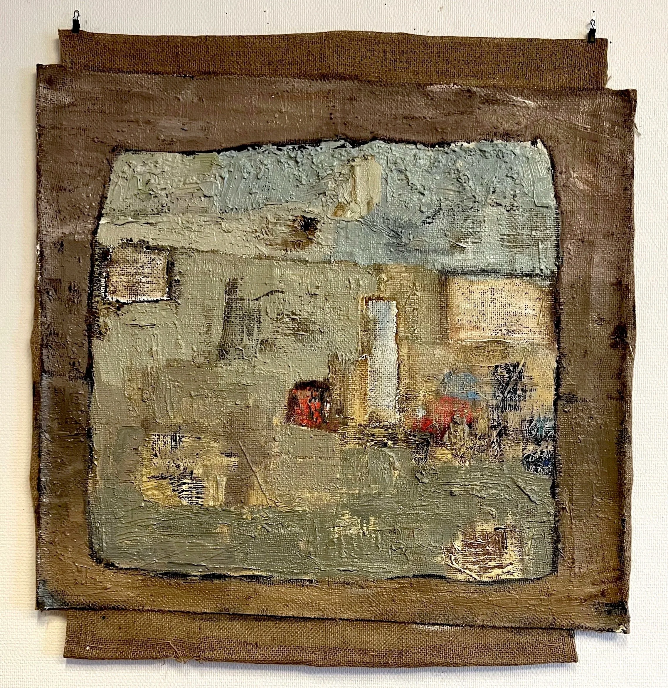 Home, oil on burlap, 90 x 85 cm. 2023