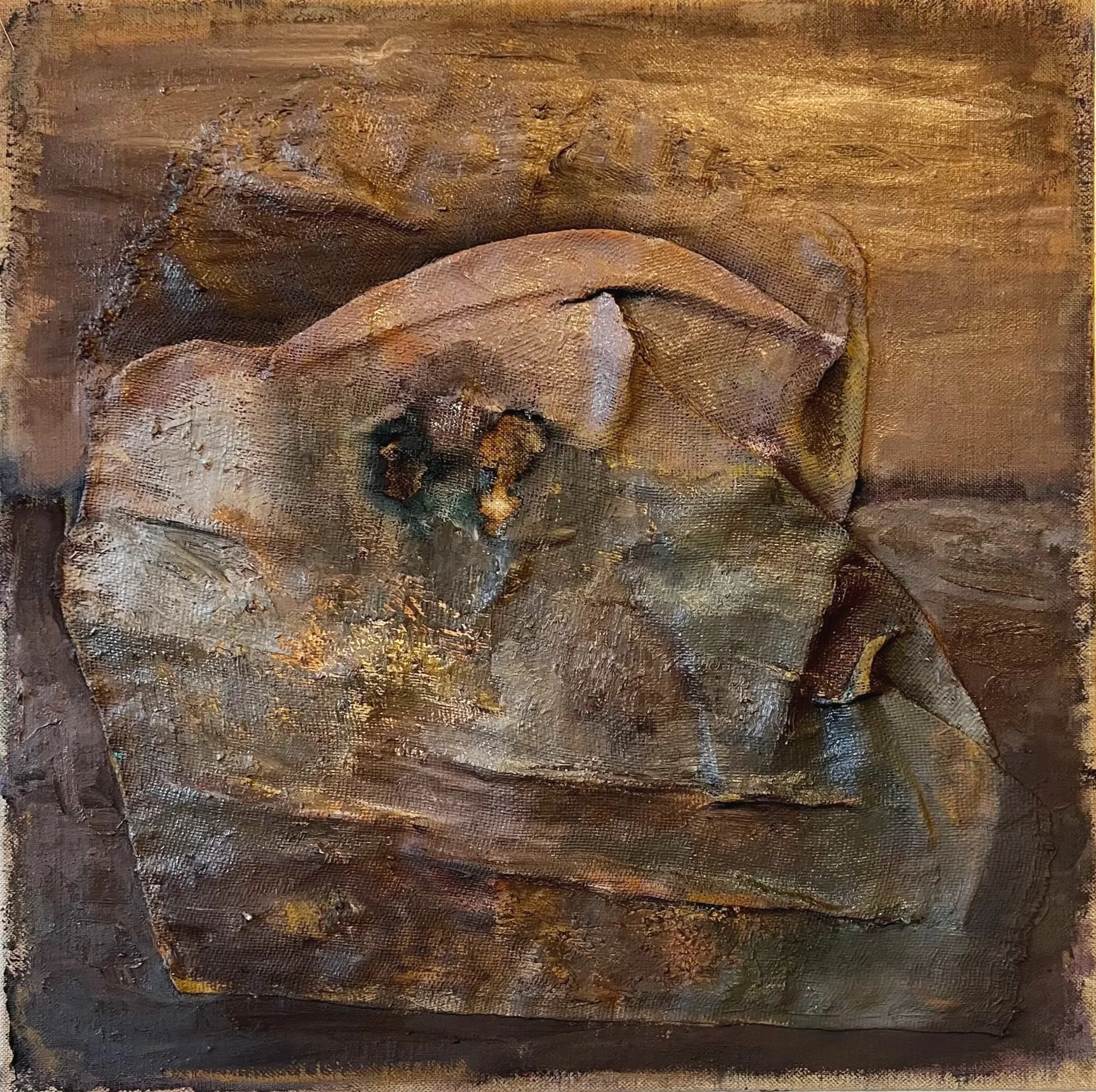 Prima Domus. oil on jute. 88 x 88 cm. 2025