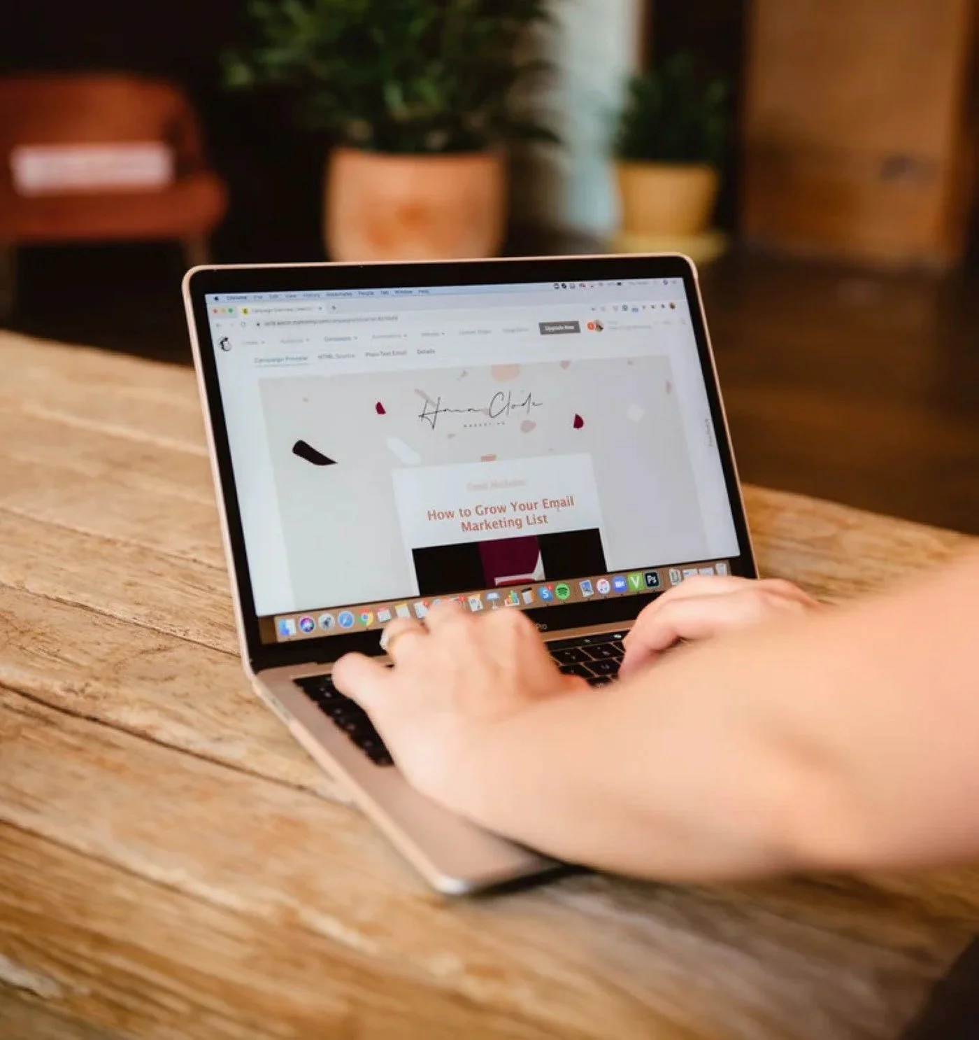 Laptop displaying an email marketing campaign, illustrating digital marketing for interior designers and design-led brands.