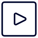 Play button icon inside a square outline