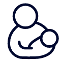Simplified icon of a person holding a baby.