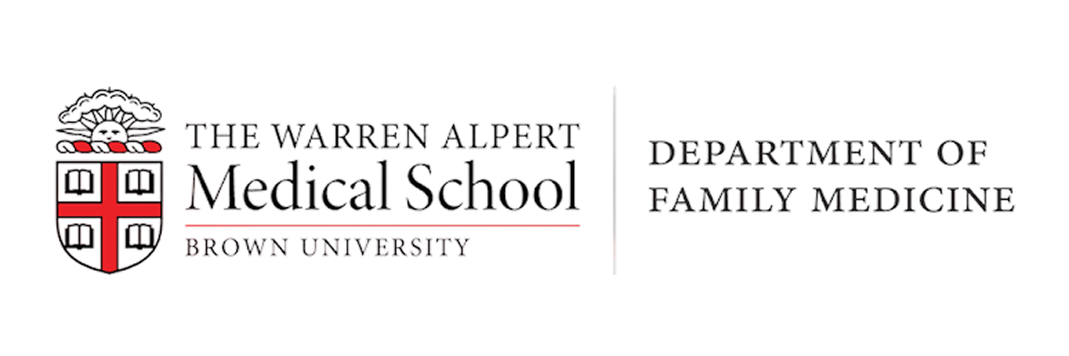 Logo of the Warren Alpert Medical School of Brown University, with a shield and the text 'The Warren Alpert Medical School from University' and 'Department of Family Medicine'.