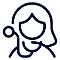 Outline of a woman wearing a headset