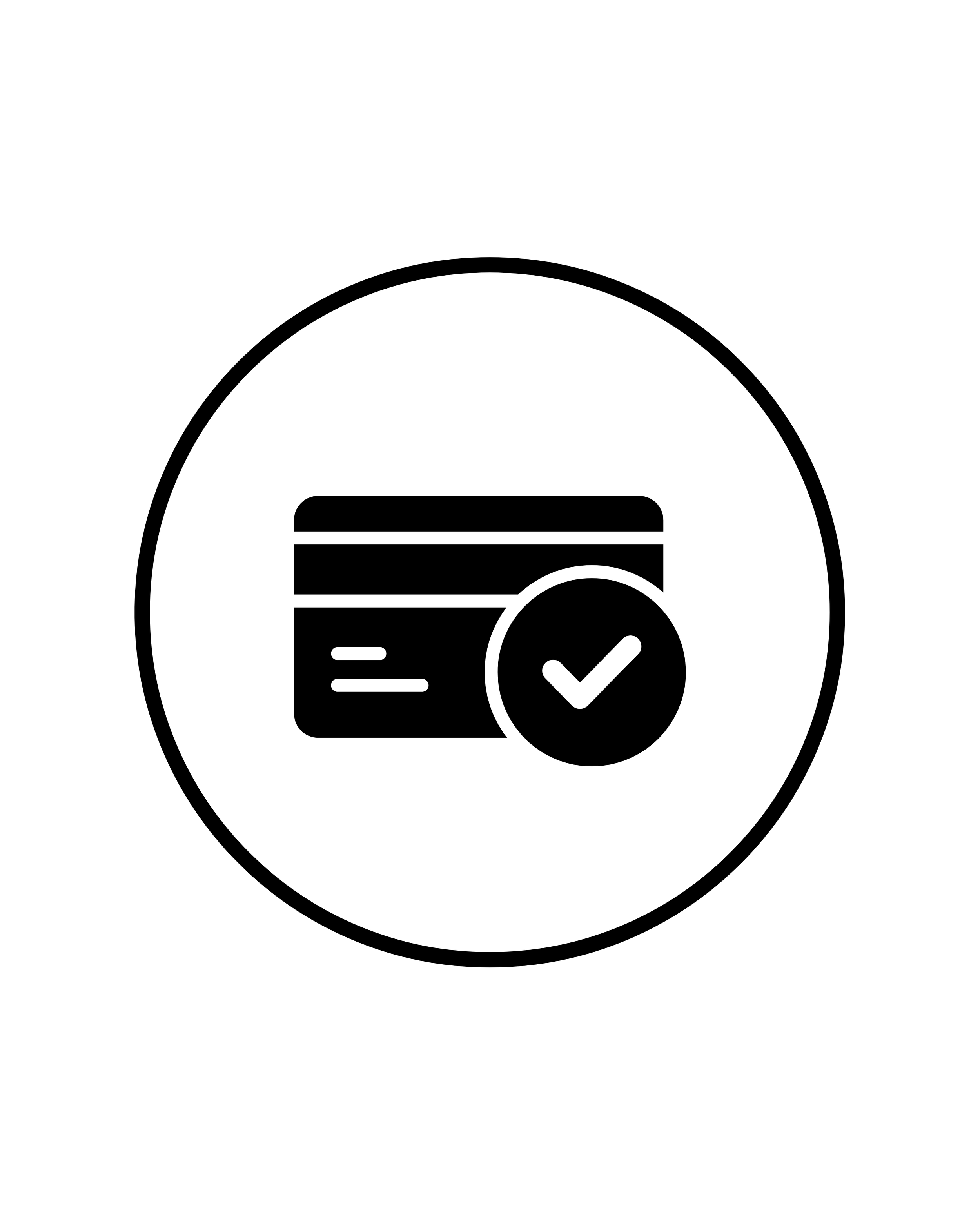 Icône de carte de crédit avec un cercle de coche à côté, indiquant une transaction ou un paiement validé.