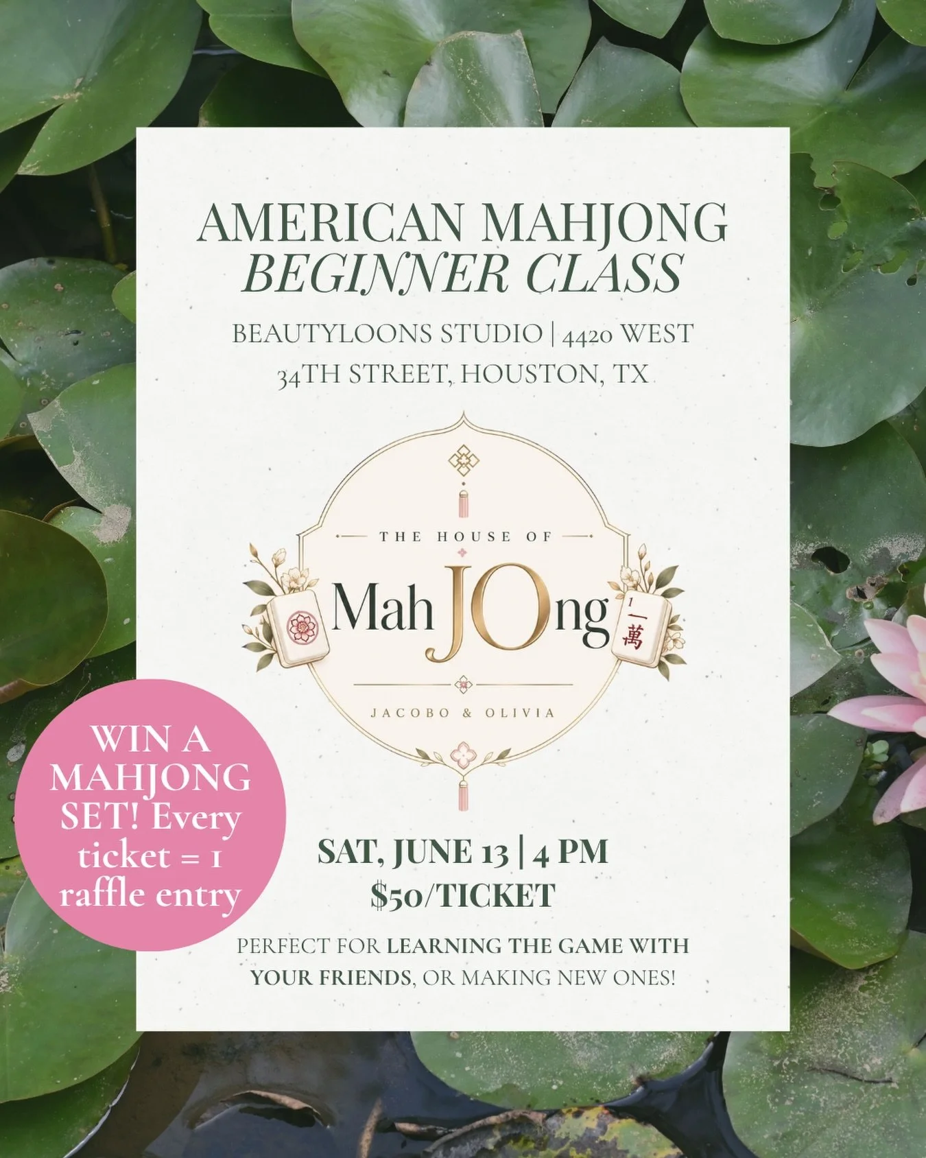 Houston, we&rsquo;ve got a table with your name on it. 🀄

Our first-ever American Mahjong event is June 13 at @beautyloonsbyliz Studio and we are SO ready to teach you how to play American Mahjong.

Here&rsquo;s what to expect at your first JO House