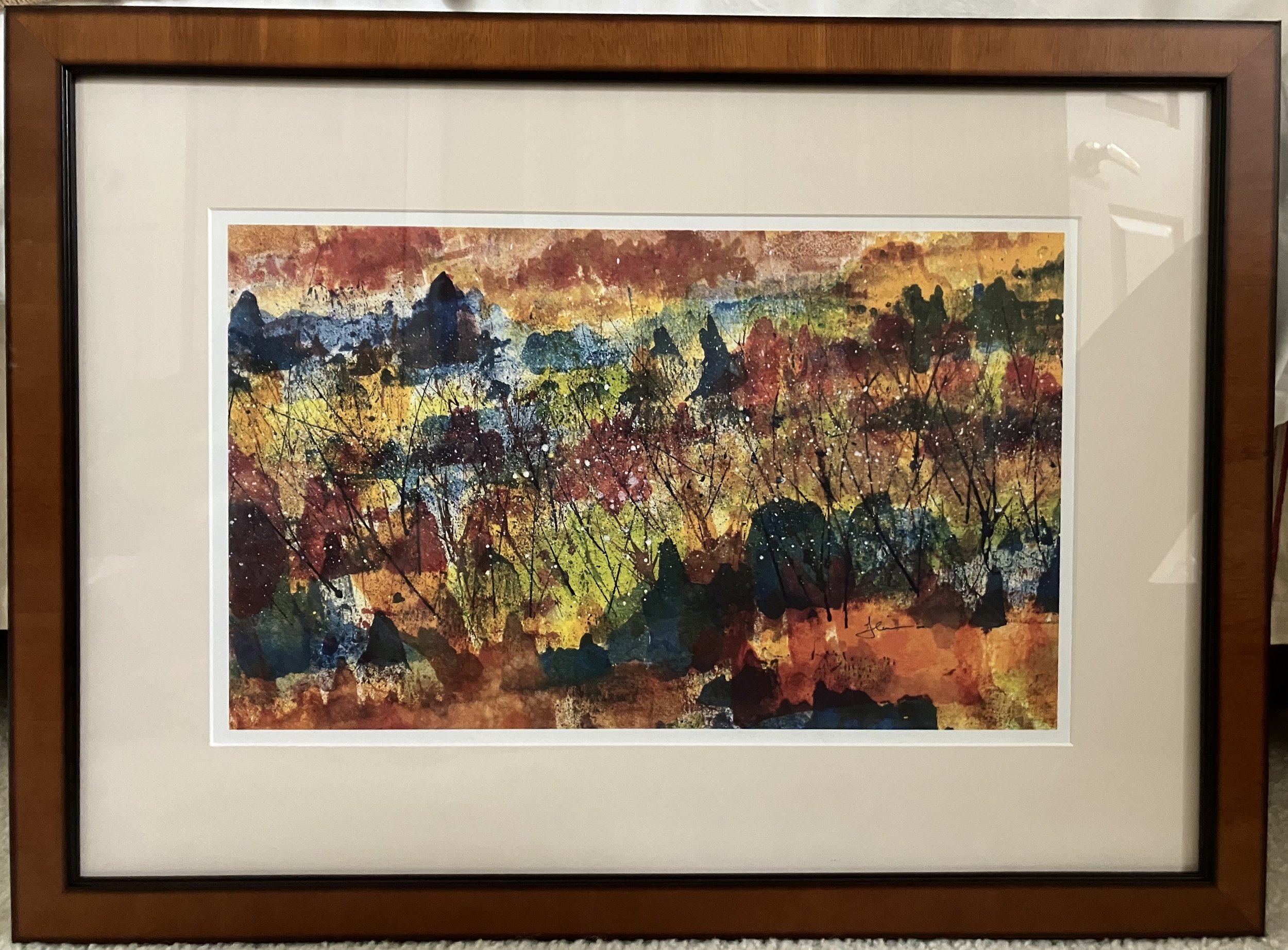 Sticks and Stones   Watercolor on Paper - 2000 - Glicee print limited edition of twenty four - 9 x 15 in.  (8 remain) $100 ($250 matted and framed). 25 x 42 in. limited edition of 2 (one remains) $300