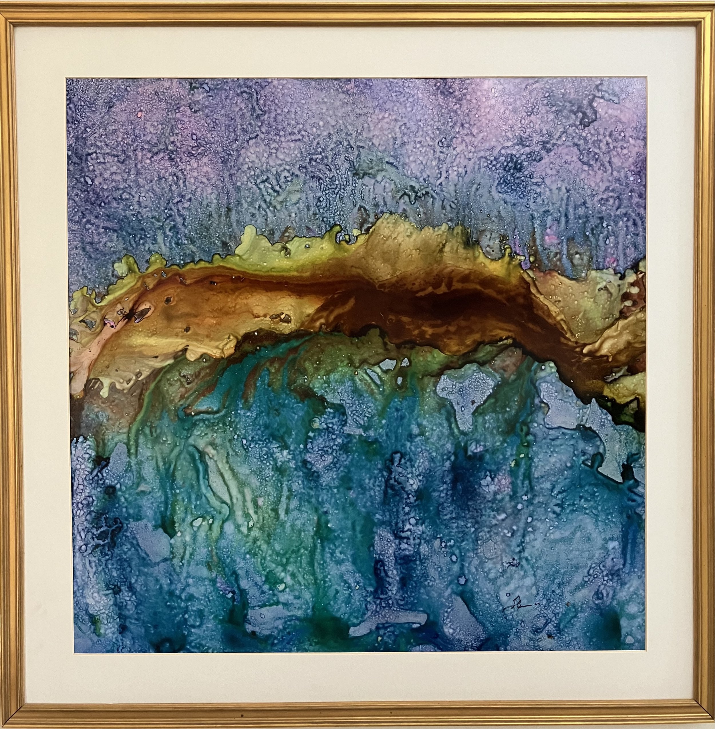 Earthwave     26.5 x 26.5 in.    Watercolor on yupo paper - 2024