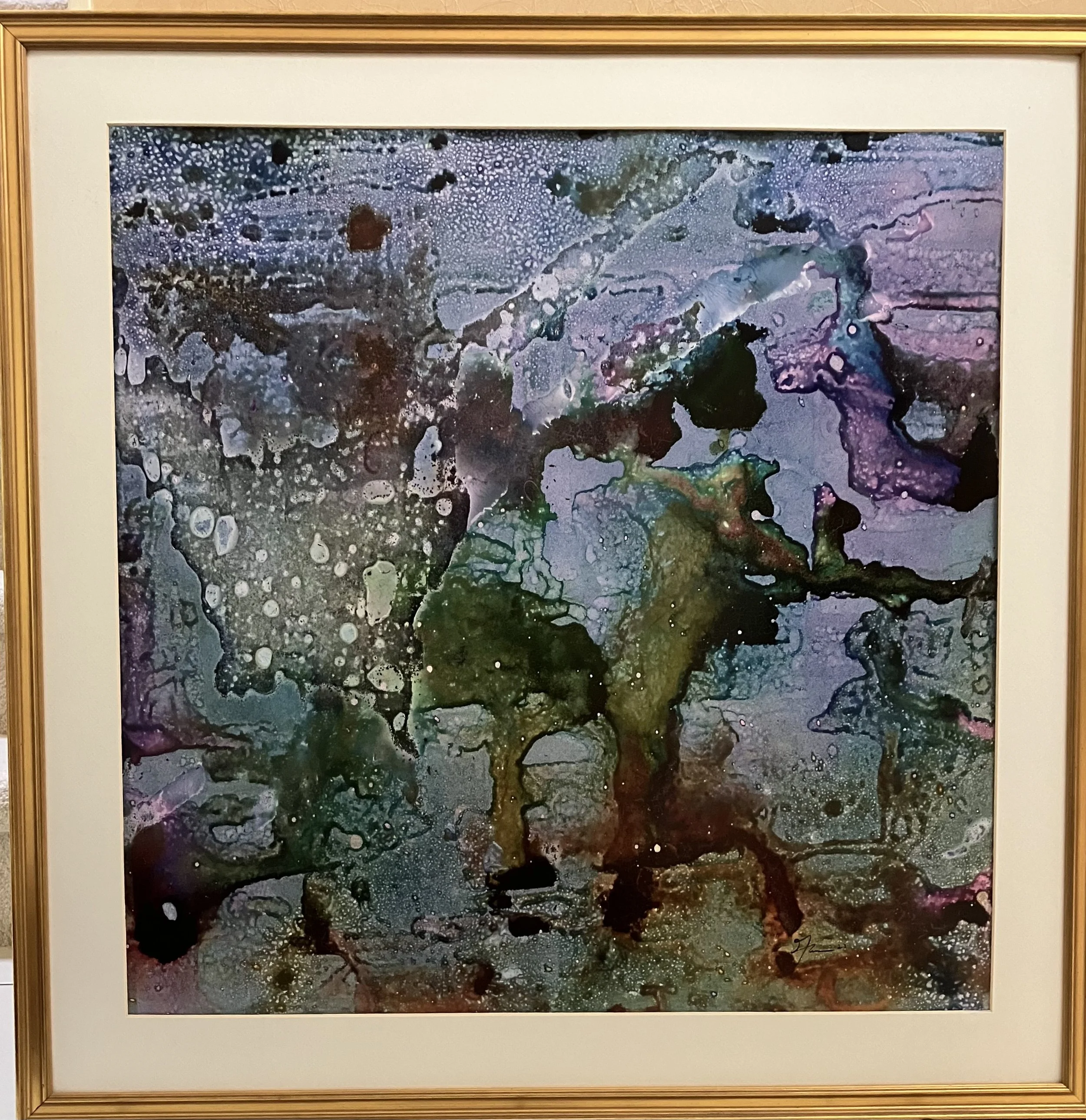 Unstuck  26 x 26 in. Watercolor on yupo paper - 2023 - Available