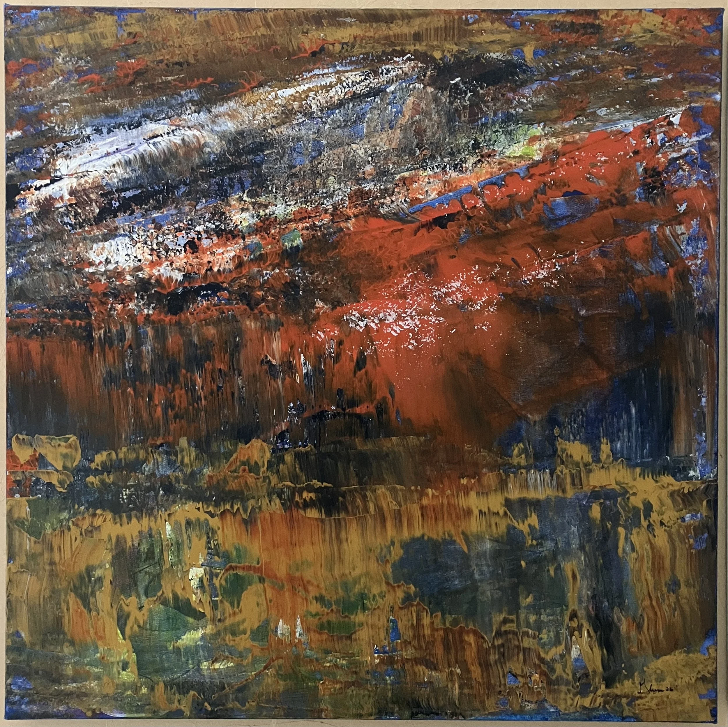 Wetland  30 x 30 x 1.5 in. Mixed media on canvas - 2026 - In private collection