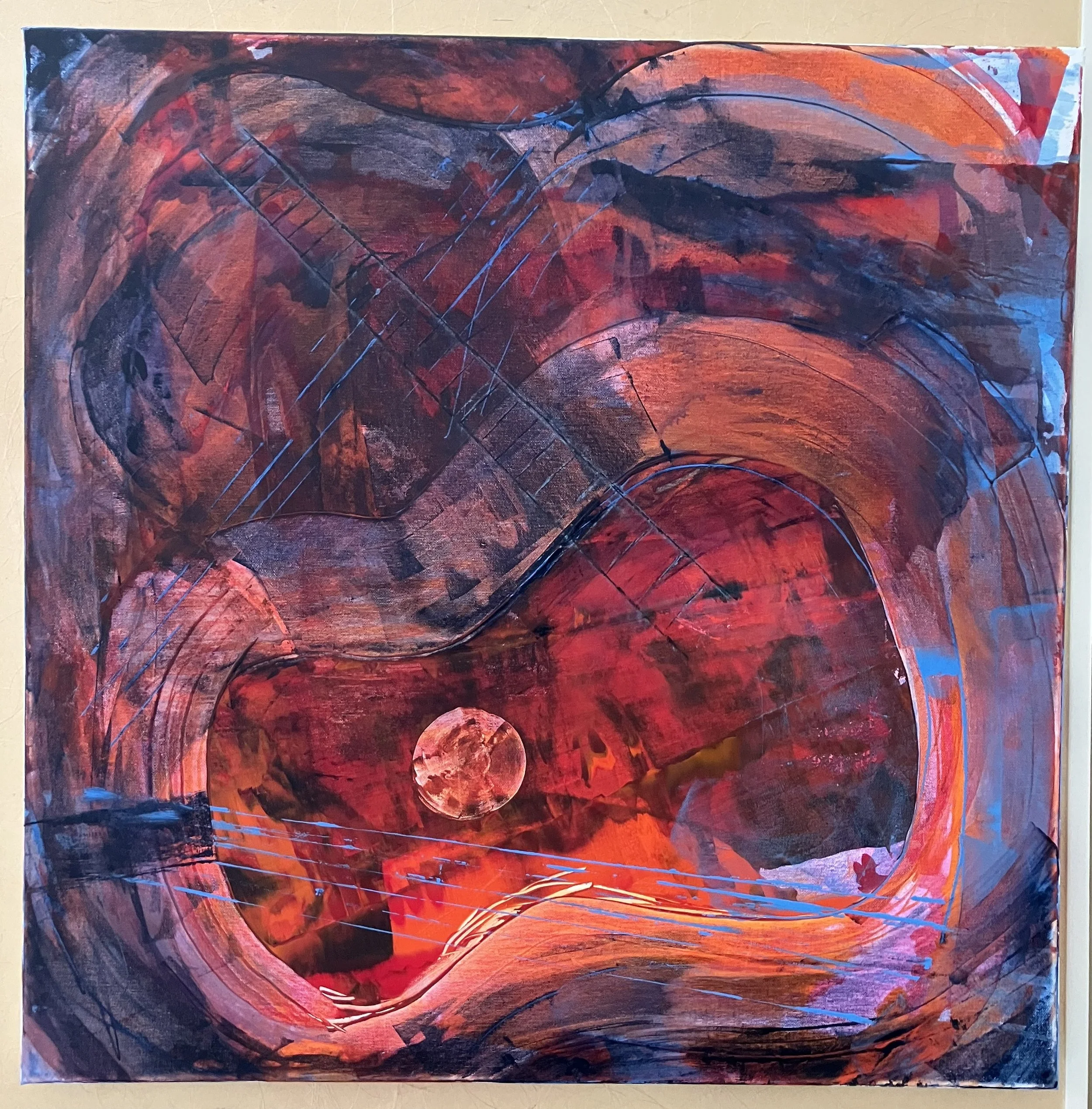 Guitaresque  30 x 30 x 1.5 in.  Acrylic on canvas - 2026 - $2200
