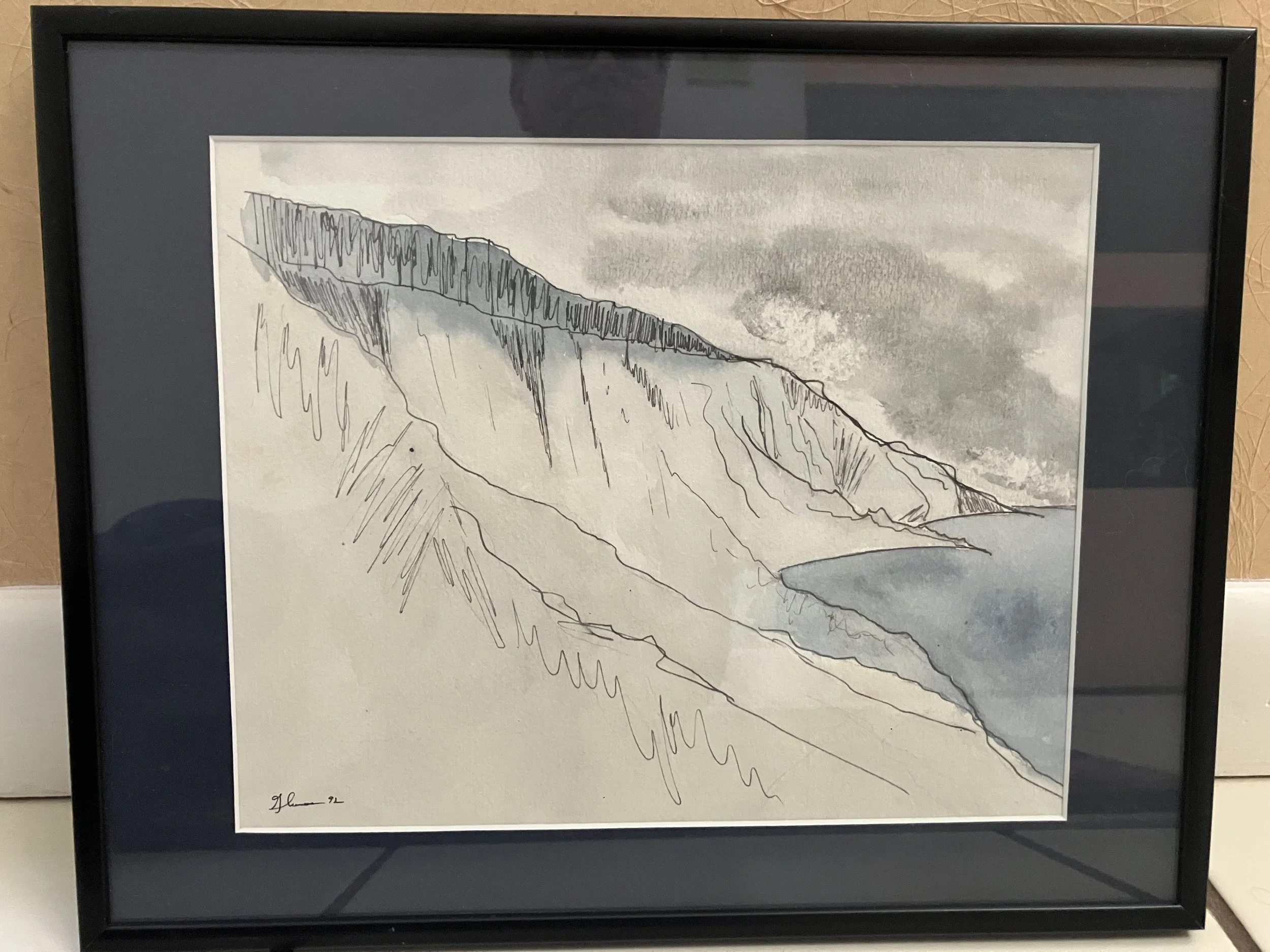 Fjord  8.5 x 11  Ink and watercolor on paper - 1992 - In private collection