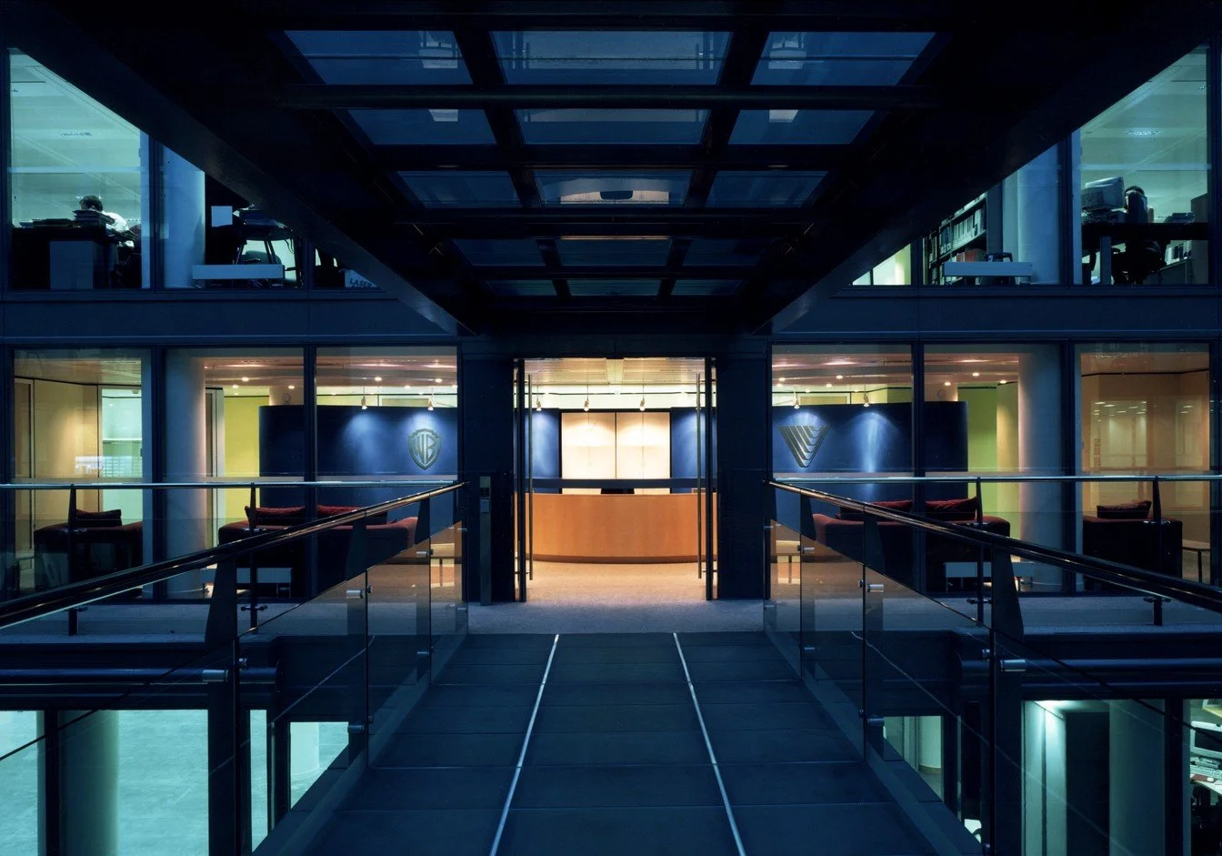 Glass entrance and reception of the new Warner Bros Office Holborn
