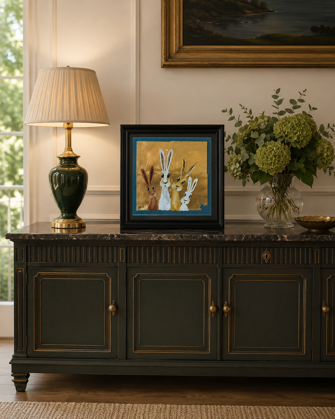 The Keepsake up to 4 Hares 45cm square