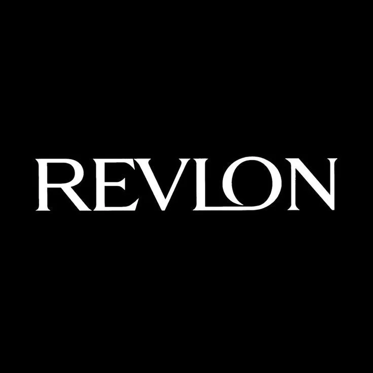 Revlon logo in white text on a black background.