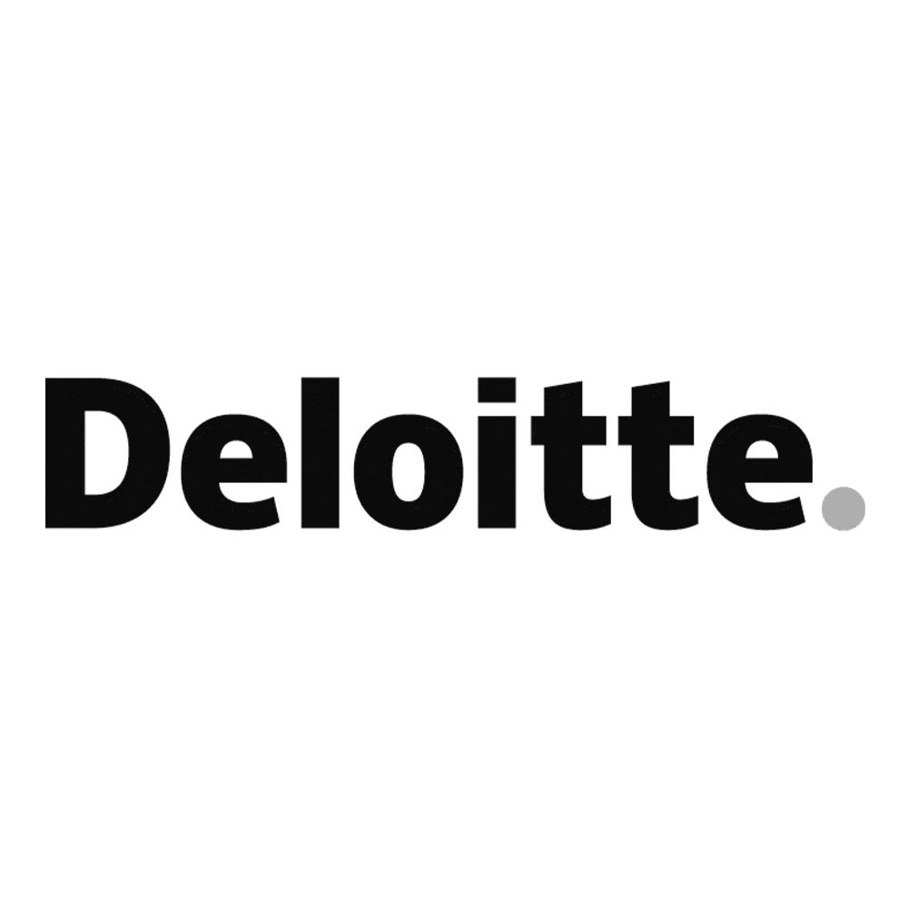 Black and gray Deloitte logo on a white background.