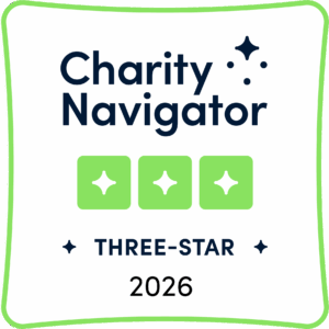 Charity Navigator logo for 2026 3 star linking to Charity Navigator profile