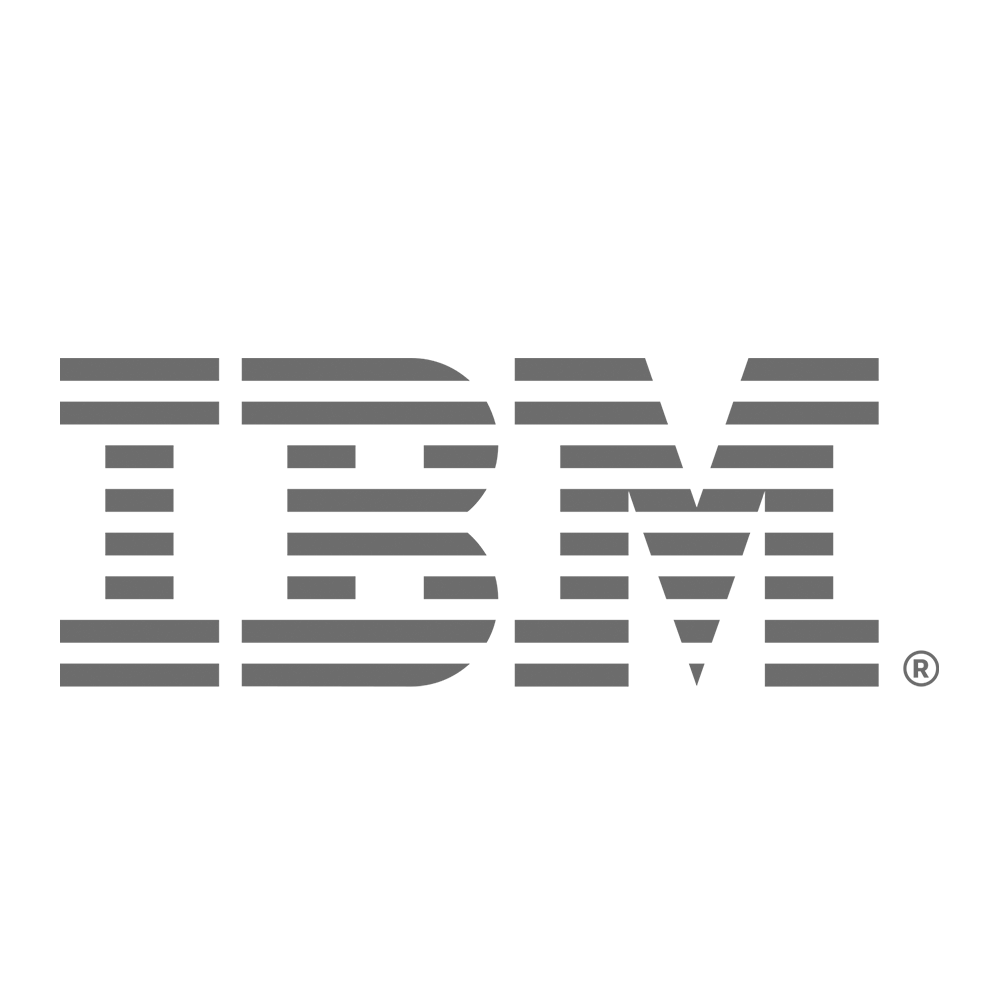 IBM logo in black and white with horizontal lines creating a striped effect.