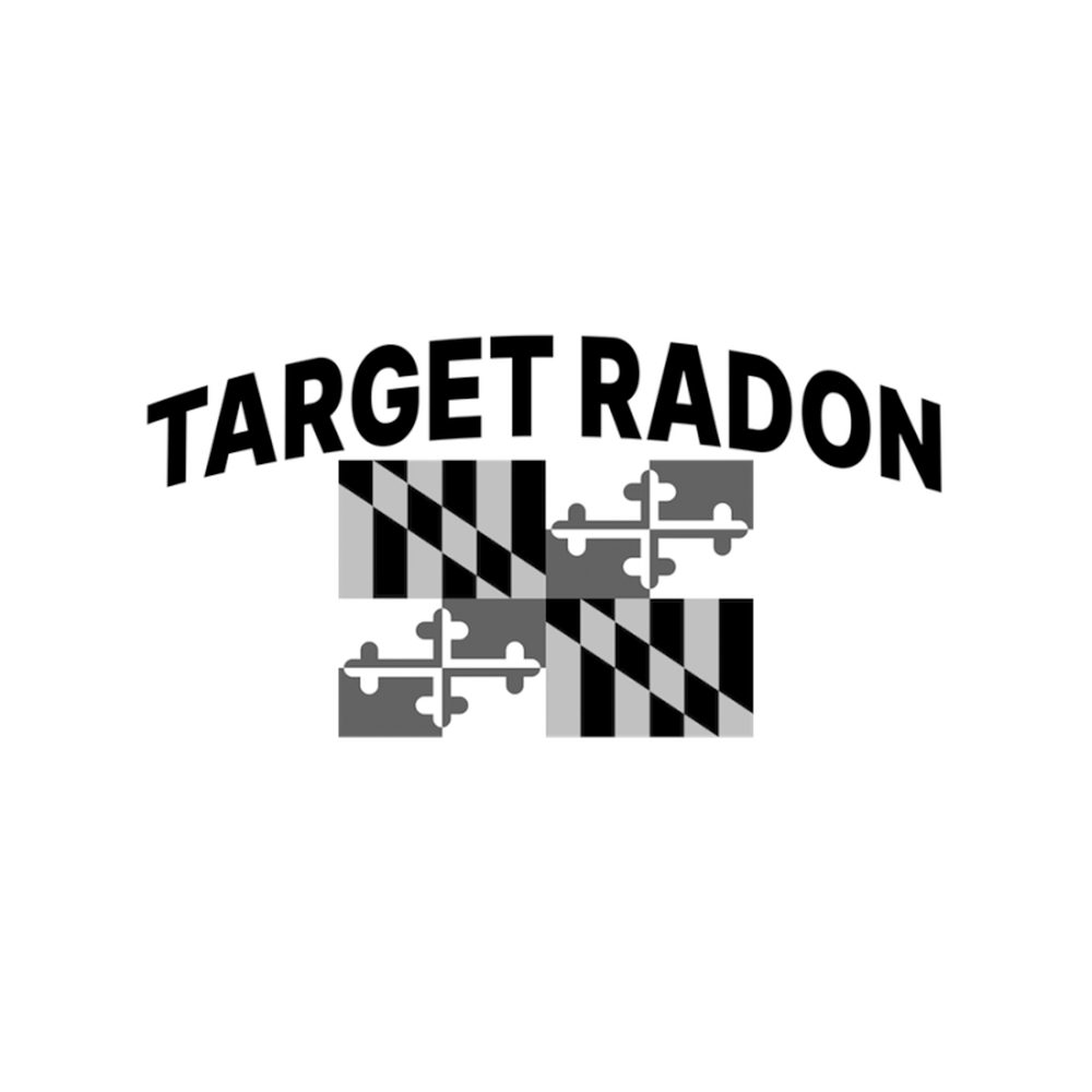 Black and white logo with the text 'TARGET RADON' above a pattern of squares with different striped and cross symbols.