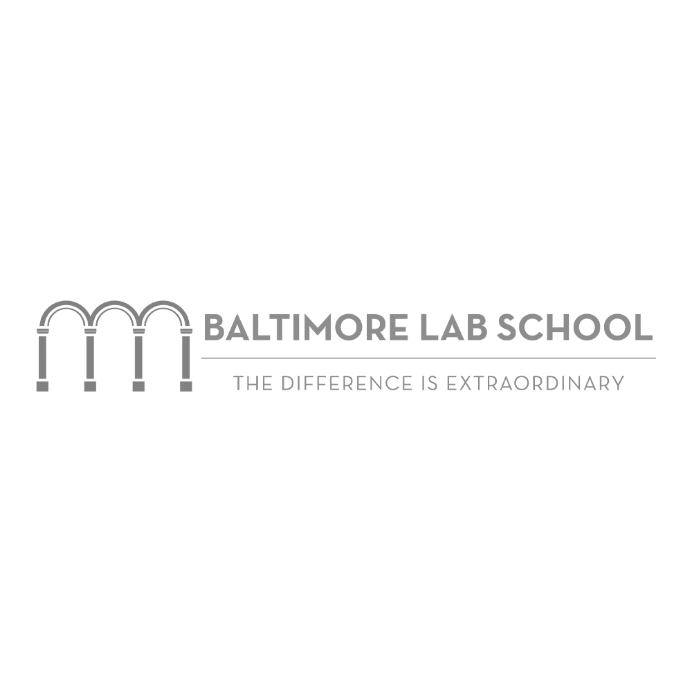 Logo of Baltimore Lab School with three arch shapes and the slogan 'The Difference Is Extraordinary'.