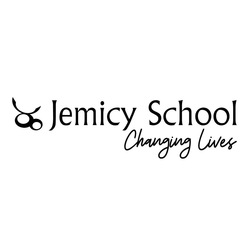 Logo for Jemcy School with the tagline 'Changing Lives' in black on a white background.