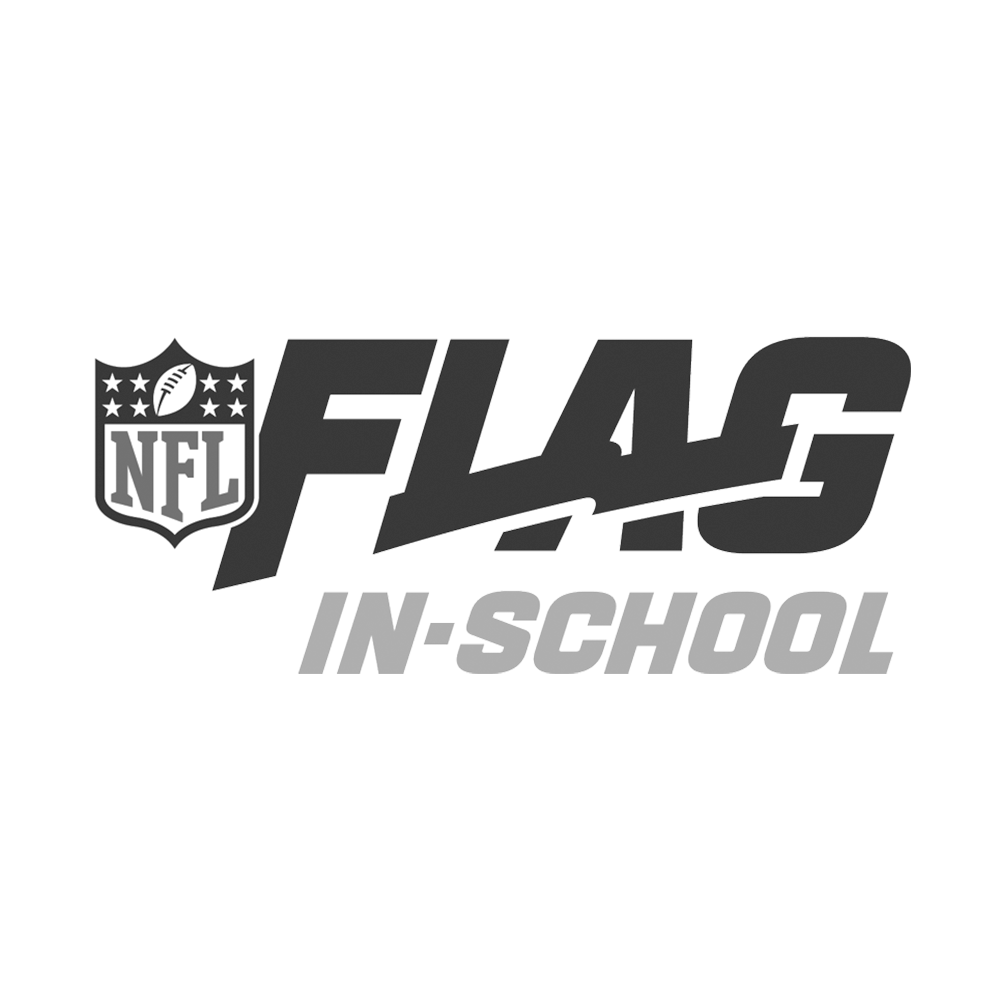 NFL Flag in-school logo in black and white with NFL shield and stylized text 'Flag' and 'In-School'.