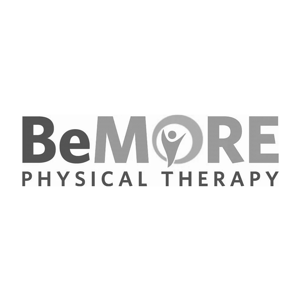 Logo for Be MORE Physical Therapy with a stylized figure inside the letter 'O'.