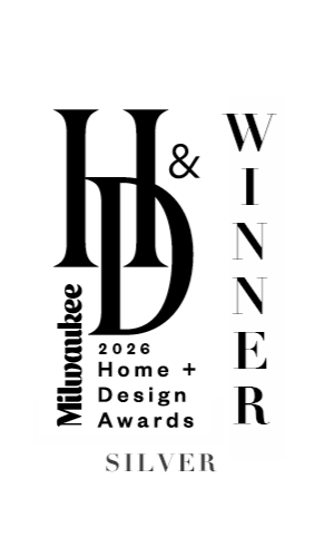 Black and white 2026 Home + Design Awards Silver winner badge