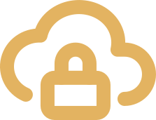 Cloud icon with a padlock symbol indicating security or privacy.